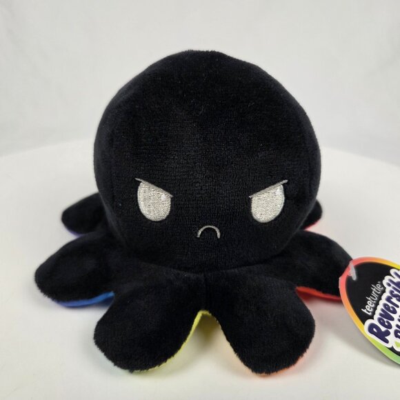 TeeTurtle - The Original Reversible Octopus Plushie - Black + Rainbow - NWT - Picture 1 of 5